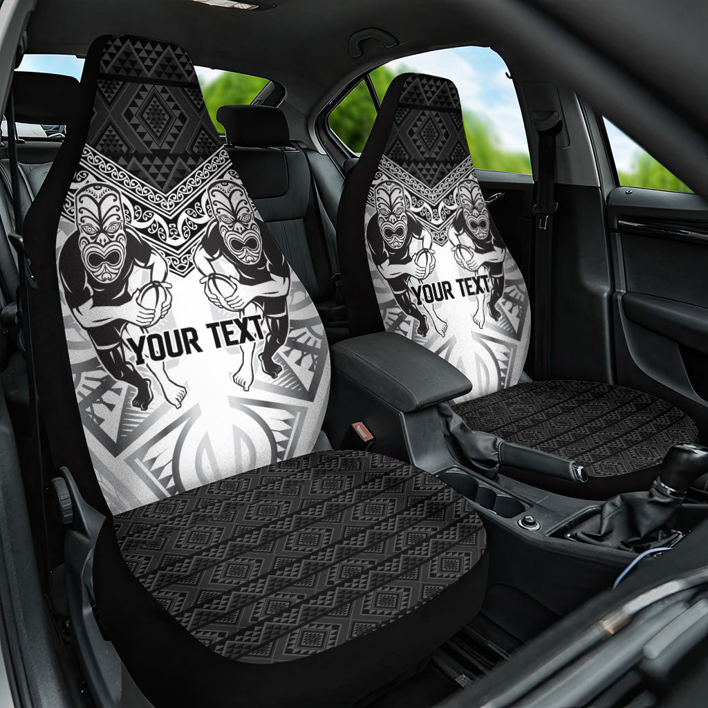 Custom Rugby New Zealand Black Fern Car Seat Cover Niho Taniwha Inspired LT9 One Size White - Polynesian Pride