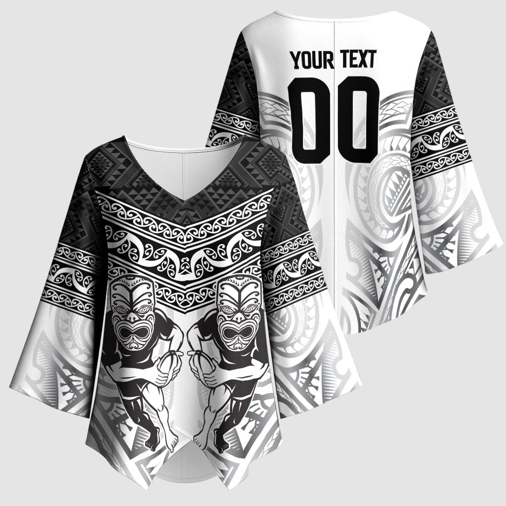 Custom Rugby New Zealand Black Fern Kimono Sleeve Blouse Niho Taniwha Inspired