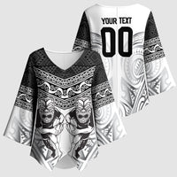 Custom Rugby New Zealand Black Fern Kimono Sleeve Blouse Niho Taniwha Inspired