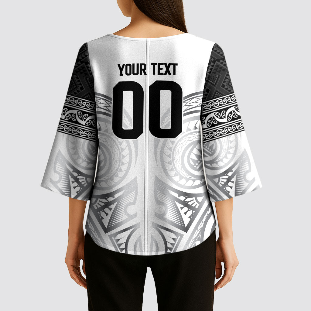 Custom Rugby New Zealand Black Fern Kimono Sleeve Blouse Niho Taniwha Inspired