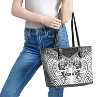 Custom Rugby New Zealand Black Fern Leather Tote Bag Niho Taniwha Inspired
