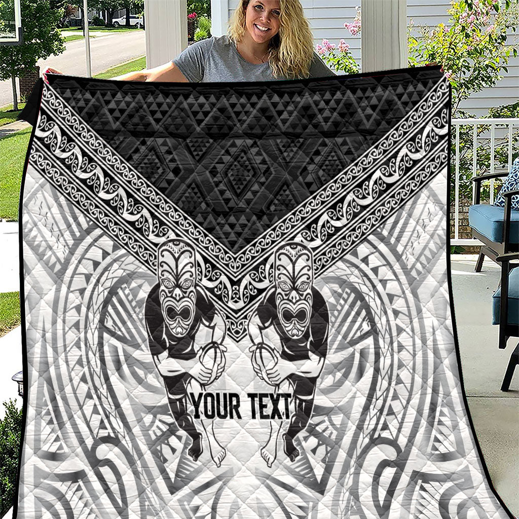 Custom Rugby New Zealand Black Fern Quilt Niho Taniwha Inspired LT9 White - Polynesian Pride