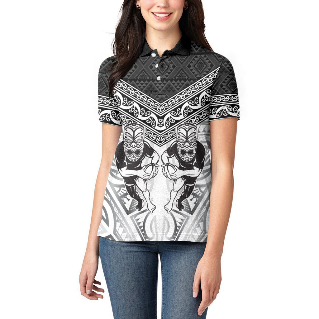 Custom Rugby New Zealand Black Fern Women Polo Shirt Niho Taniwha Inspired