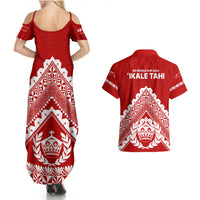 Tonga Rugby Couples Matching Summer Maxi Dress and Hawaiian Shirt Proud Tongan Ngatu Kupesi World Cup 2023 No1 LT9 - Polynesian Pride