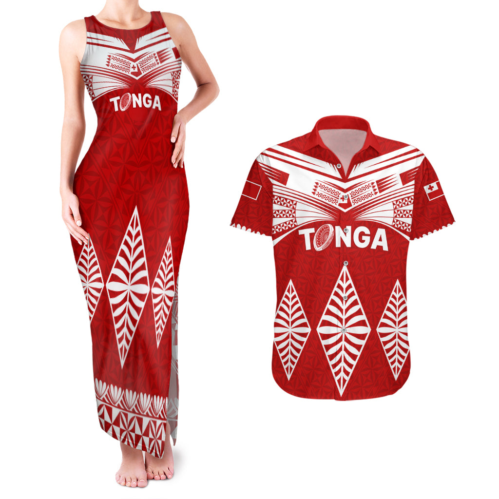 Tonga Rugby Couples Matching Tank Maxi Dress And Hawaiian Shirt Proud Tongan Ngatu Kupesi World Cup 2023 No1 LT9 White - Polynesian Pride