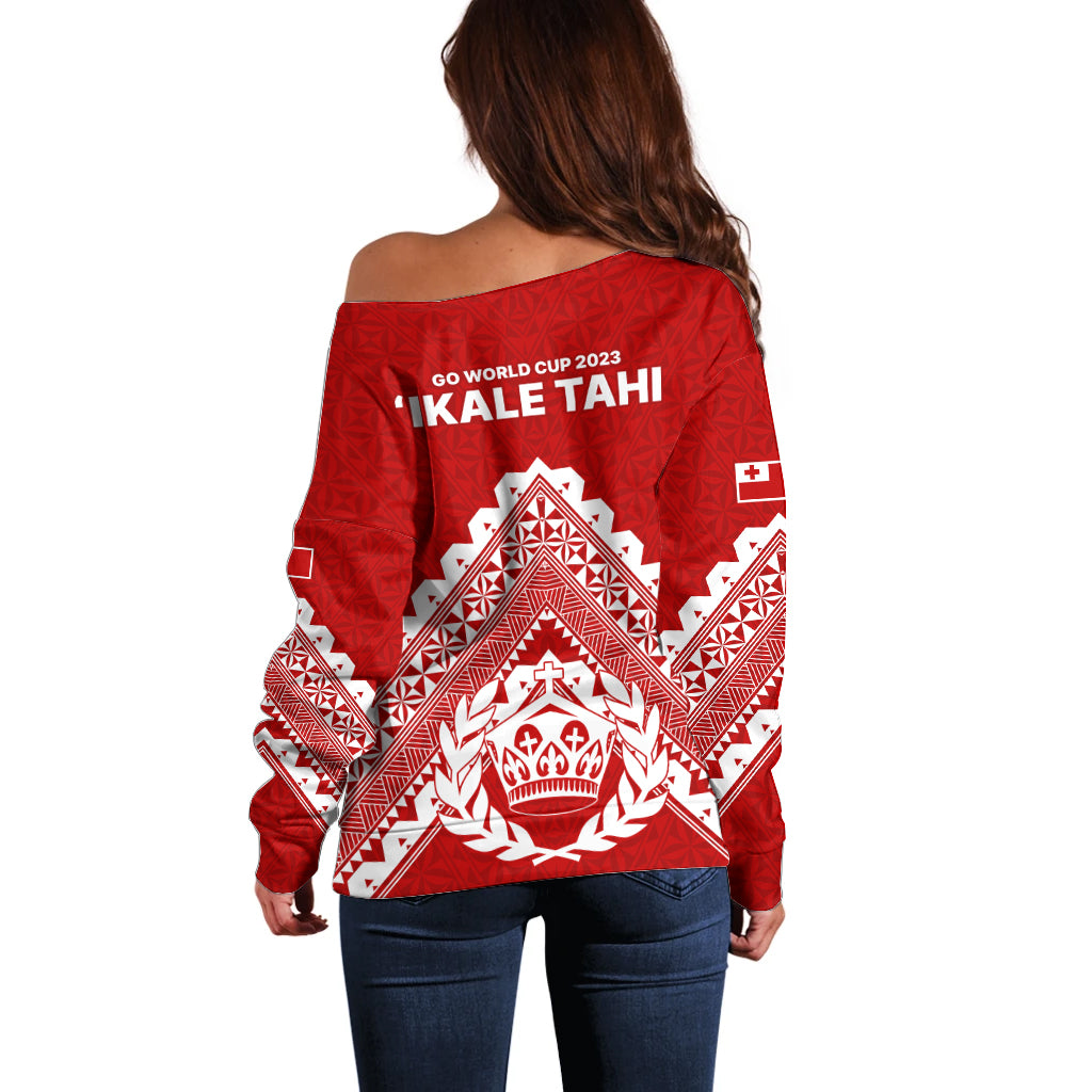 Tonga Rugby Off Shoulder Sweater Proud Tongan Ngatu Kupesi World Cup 2023 No1 LT9 - Polynesian Pride