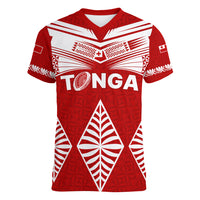 Tonga Rugby Women V Neck T Shirt Proud Tongan Ngatu Kupesi World Cup 2023 No1 LT9 Female White - Polynesian Pride