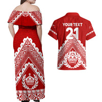 Custom Tonga Rugby Couples Matching Off Shoulder Maxi Dress and Hawaiian Shirt Proud Tongan Ngatu Kupesi World Cup 2023 No1 LT9 - Polynesian Pride
