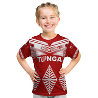 Custom Tonga Rugby Kid T Shirt Proud Tongan Ngatu Kupesi World Cup 2023 No1 LT9 White - Polynesian Pride