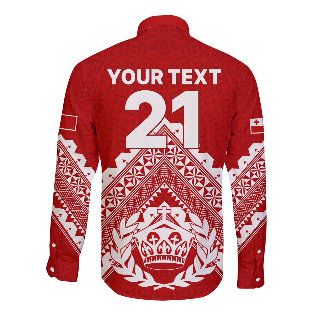 Custom Tonga Rugby Long Sleeve Button Shirt Proud Tongan Ngatu Kupesi World Cup 2023 No1 LT9 - Polynesian Pride