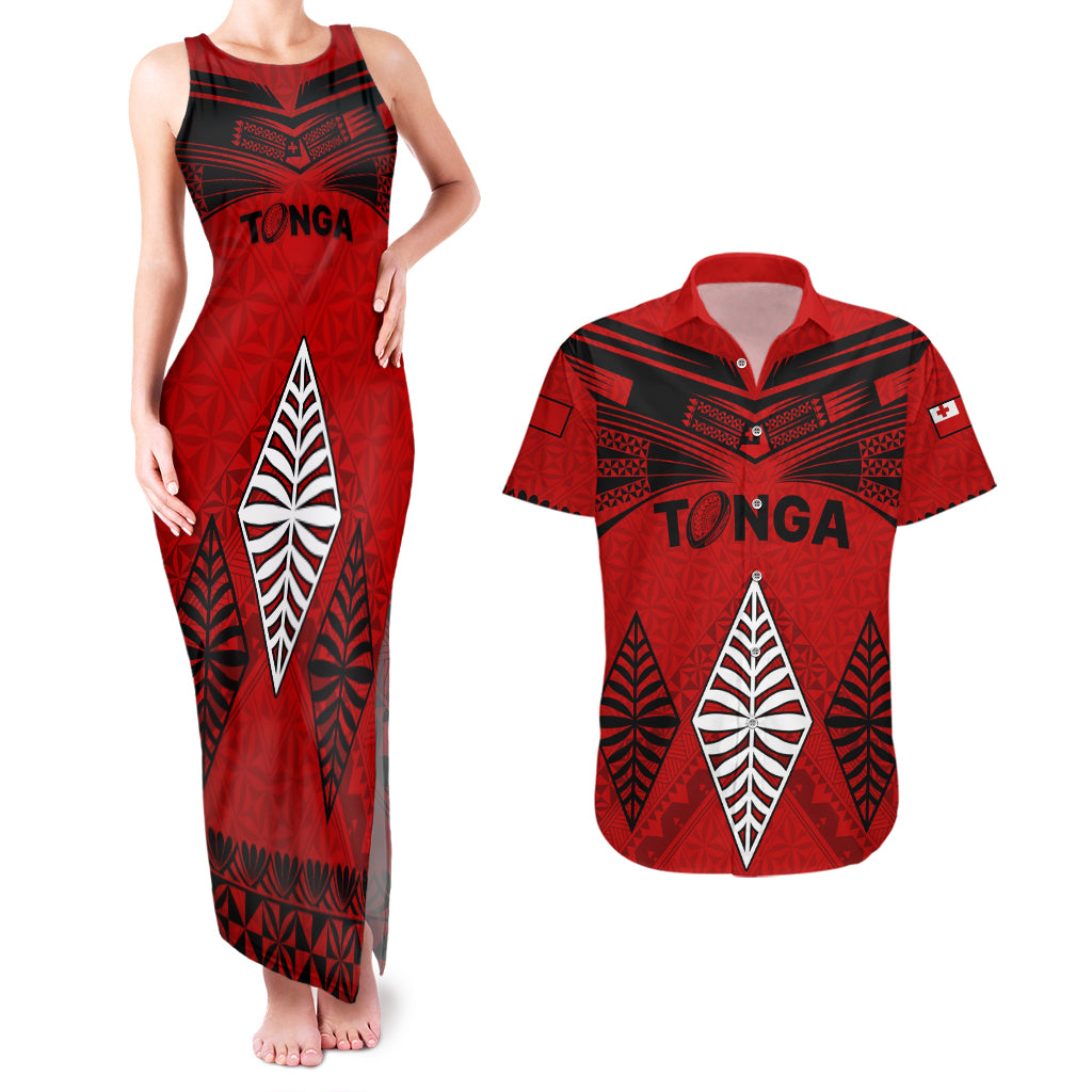 Tonga Rugby Couples Matching Tank Maxi Dress And Hawaiian Shirt Proud Tongan Ngatu Kupesi World Cup 2023 No2 LT9 Black - Polynesian Pride