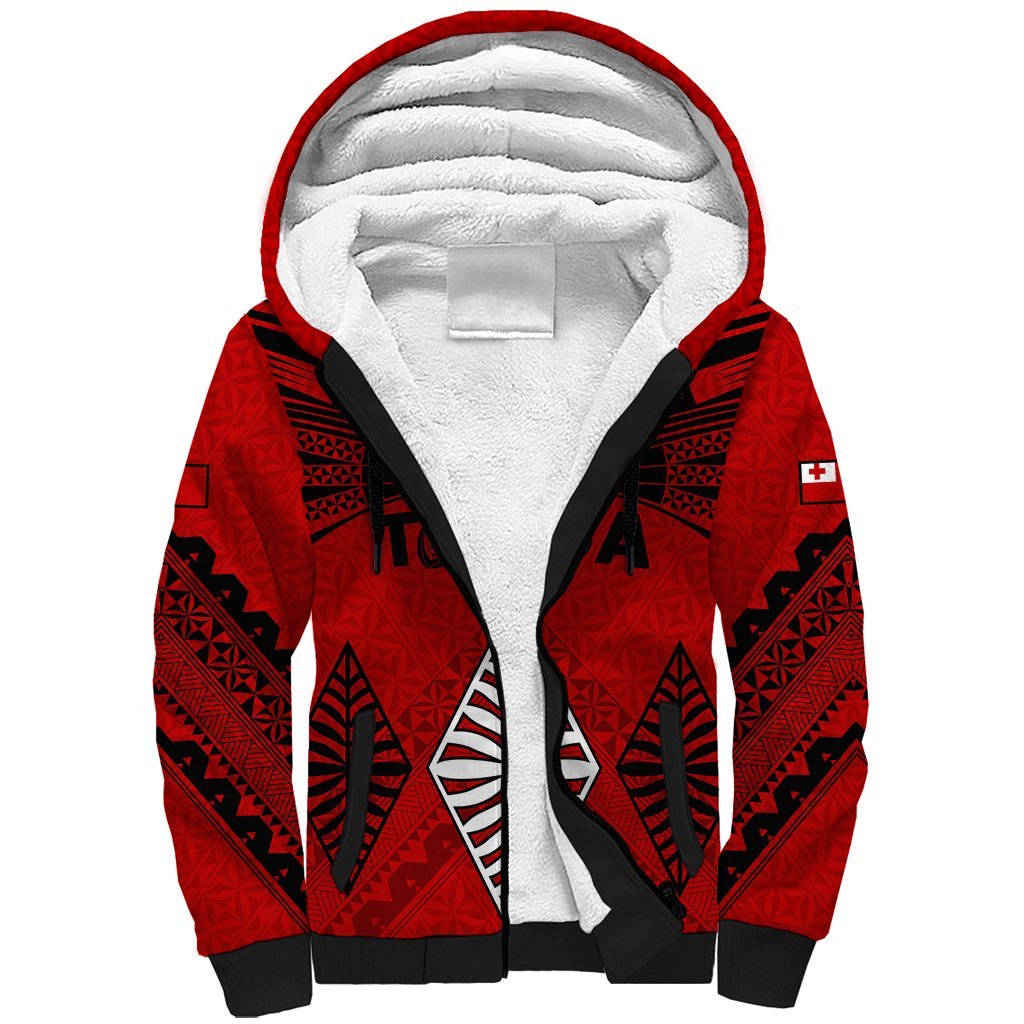 Tonga Rugby Sherpa Hoodie Proud Tongan Ngatu Kupesi World Cup 2023 No2 LT9 Unisex Black - Polynesian Pride