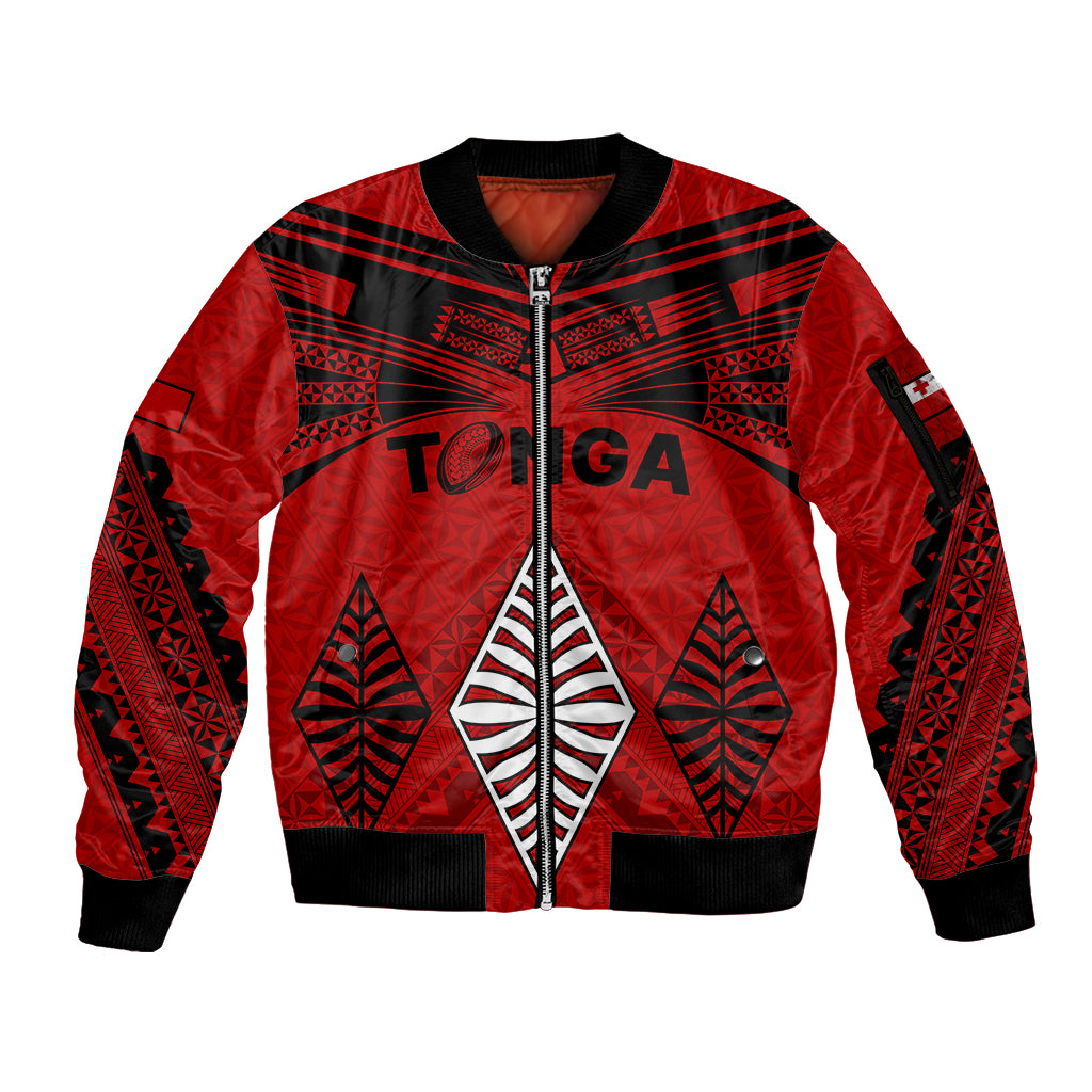 Tonga Rugby Sleeve Zip Bomber Jacket Proud Tongan Ngatu Kupesi World Cup 2023 No2 LT9 Unisex Black - Polynesian Pride