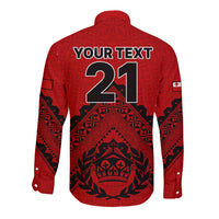 Custom Tonga Rugby Long Sleeve Button Shirt Proud Tongan Ngatu Kupesi World Cup 2023 No2 LT9 - Polynesian Pride