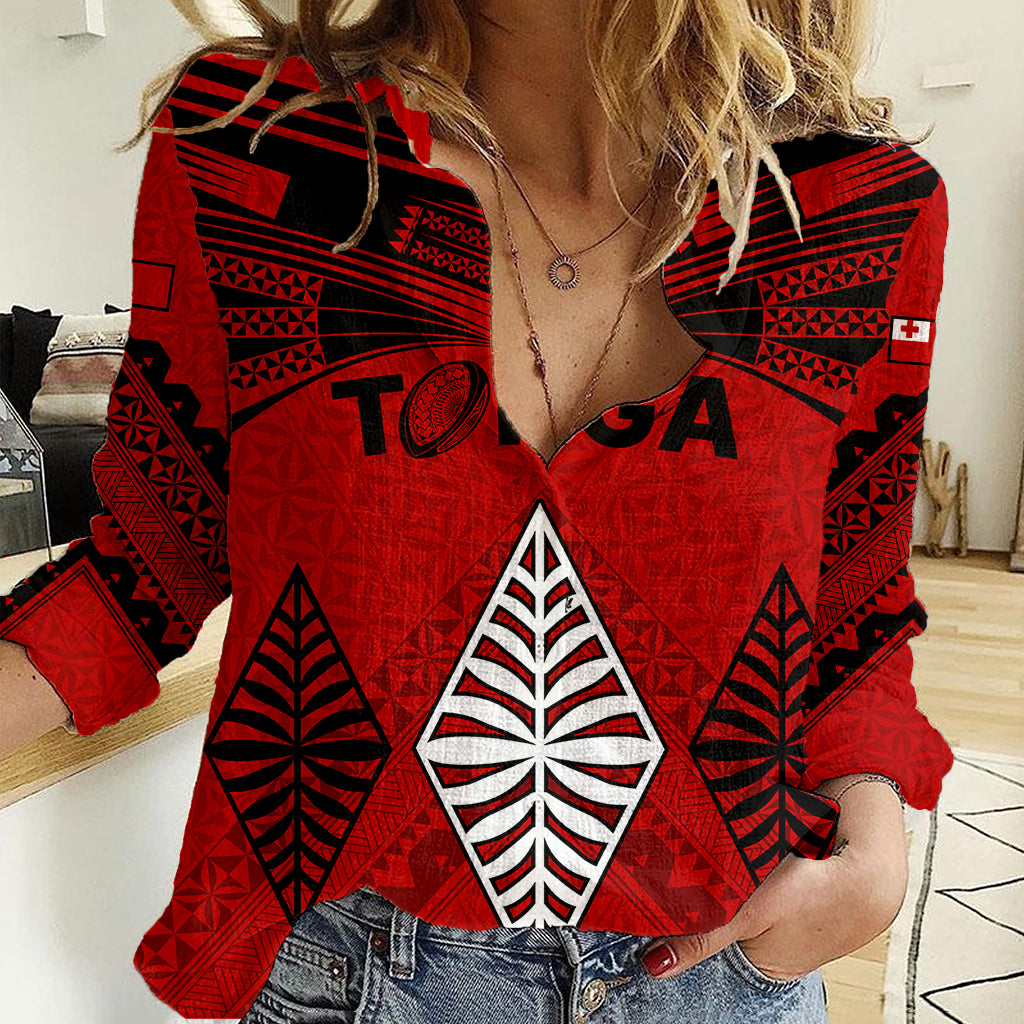 Custom Tonga Rugby Women Casual Shirt Proud Tongan Ngatu Kupesi World Cup 2023 No2 LT9 Female Black - Polynesian Pride