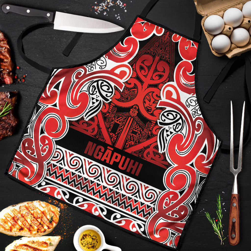 Aotearoa Iwi Ngapuhi Apron Maori Wharenui House Tribal Pattern LT9 Red - Polynesian Pride