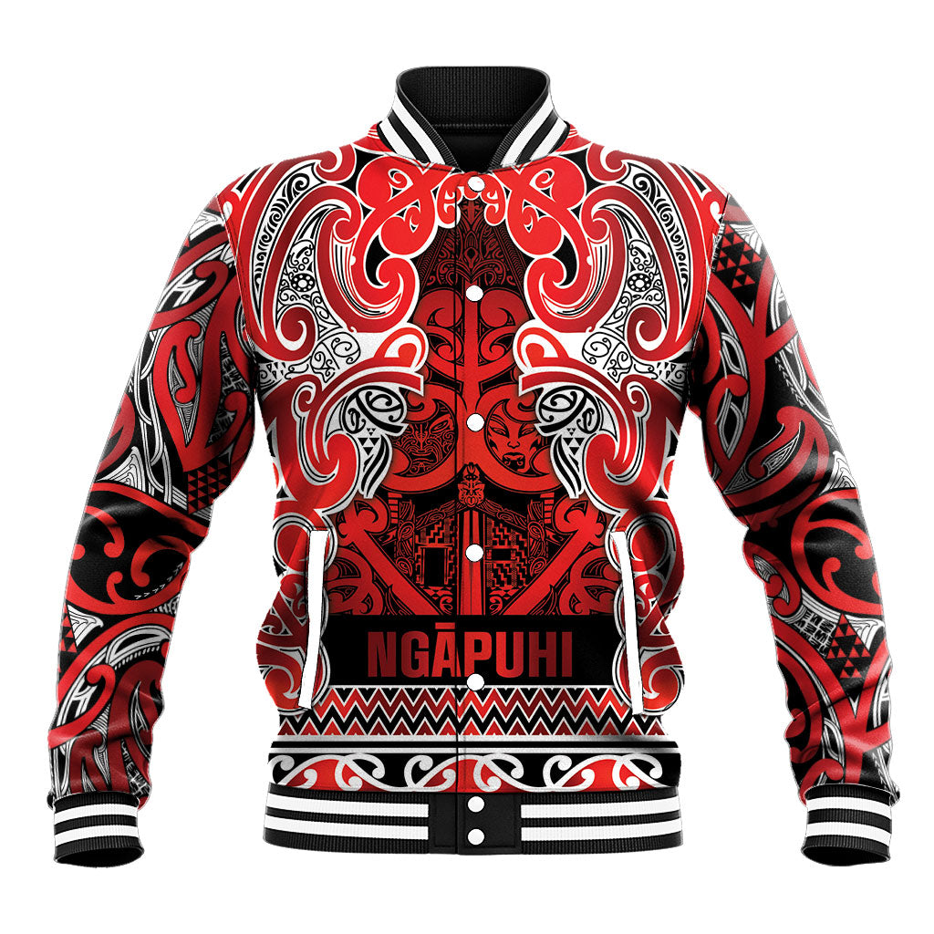 Aotearoa Iwi Ngapuhi Baseball Jacket Maori Wharenui House Tribal Pattern LT9 Unisex Red - Polynesian Pride