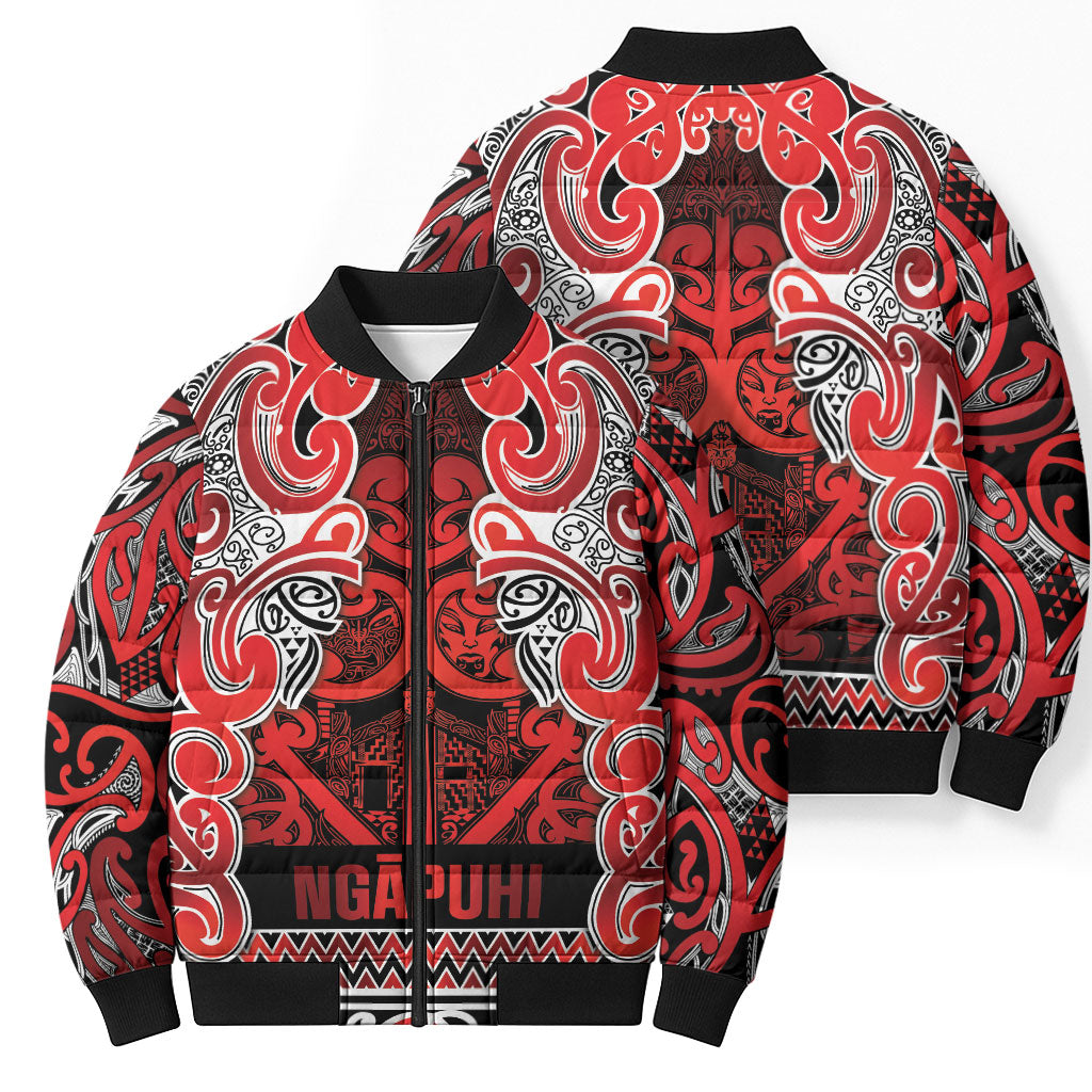 Aotearoa Iwi Ngapuhi Bomber Puffer Jacket Maori Wharenui House Tribal Pattern LT9 - Polynesian Pride