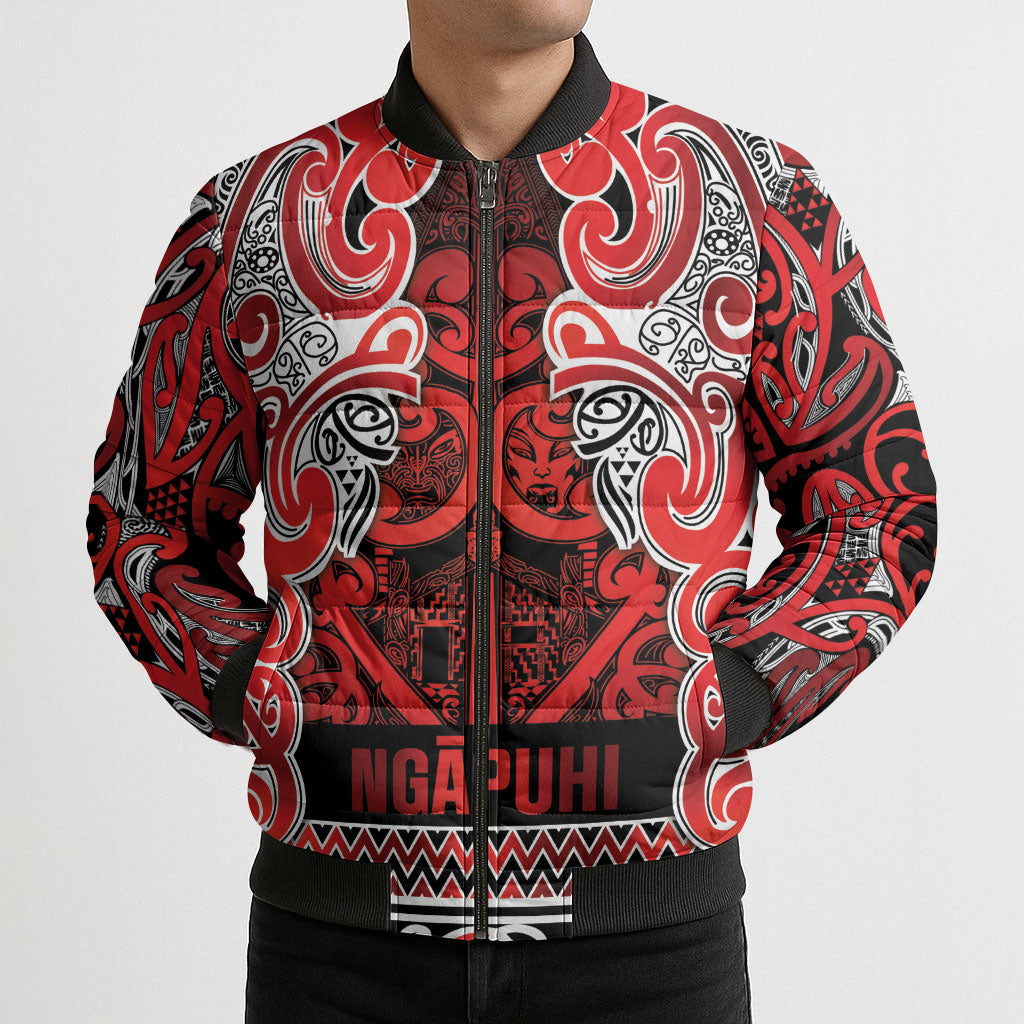 Aotearoa Iwi Ngapuhi Bomber Puffer Jacket Maori Wharenui House Tribal Pattern LT9 - Polynesian Pride