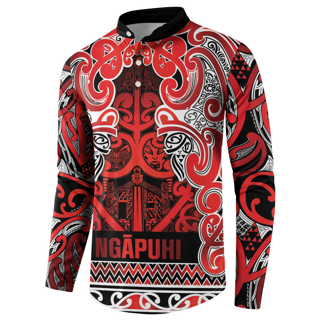 Aotearoa Iwi Ngapuhi Button Sweatshirt Maori Wharenui House Tribal Pattern LT9 - Polynesian Pride