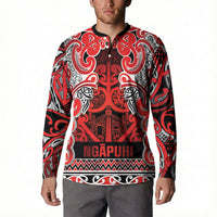Aotearoa Iwi Ngapuhi Button Sweatshirt Maori Wharenui House Tribal Pattern LT9 - Polynesian Pride