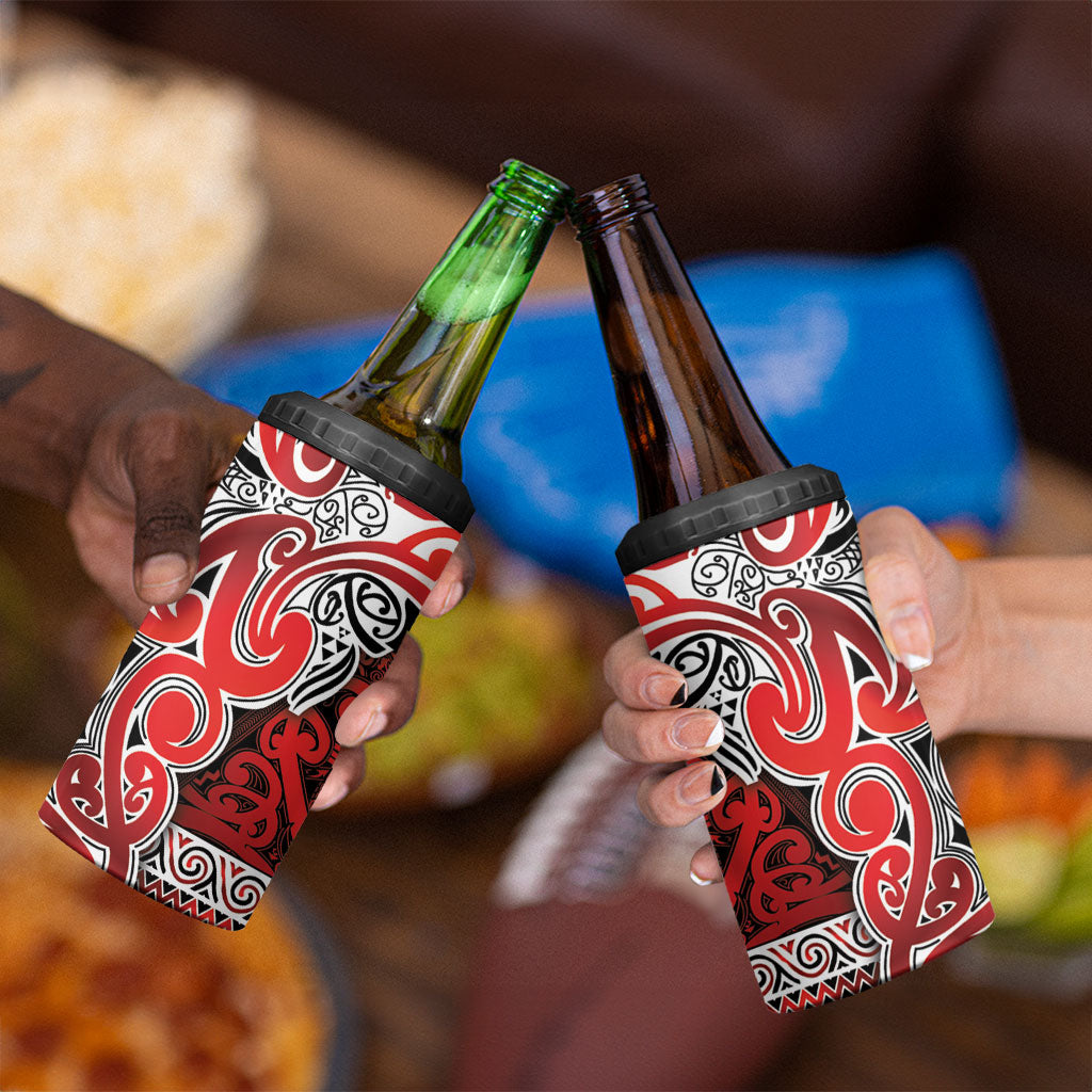 Aotearoa Iwi Ngapuhi 4 in 1 Can Cooler Tumbler Maori Wharenui House Tribal Pattern LT9 - Polynesian Pride
