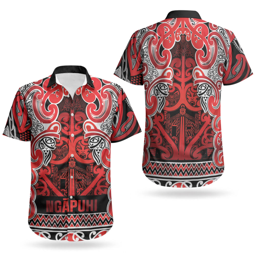 Aotearoa Iwi Ngapuhi Couples Matching Off Shoulder Maxi Dress and Hawaiian Shirt Maori Wharenui House Tribal Pattern LT9 - Polynesian Pride