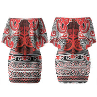 Aotearoa Iwi Ngapuhi Couples Matching Off Shoulder Short Dress and Hawaiian Shirt Maori Wharenui House Tribal Pattern LT9 - Polynesian Pride