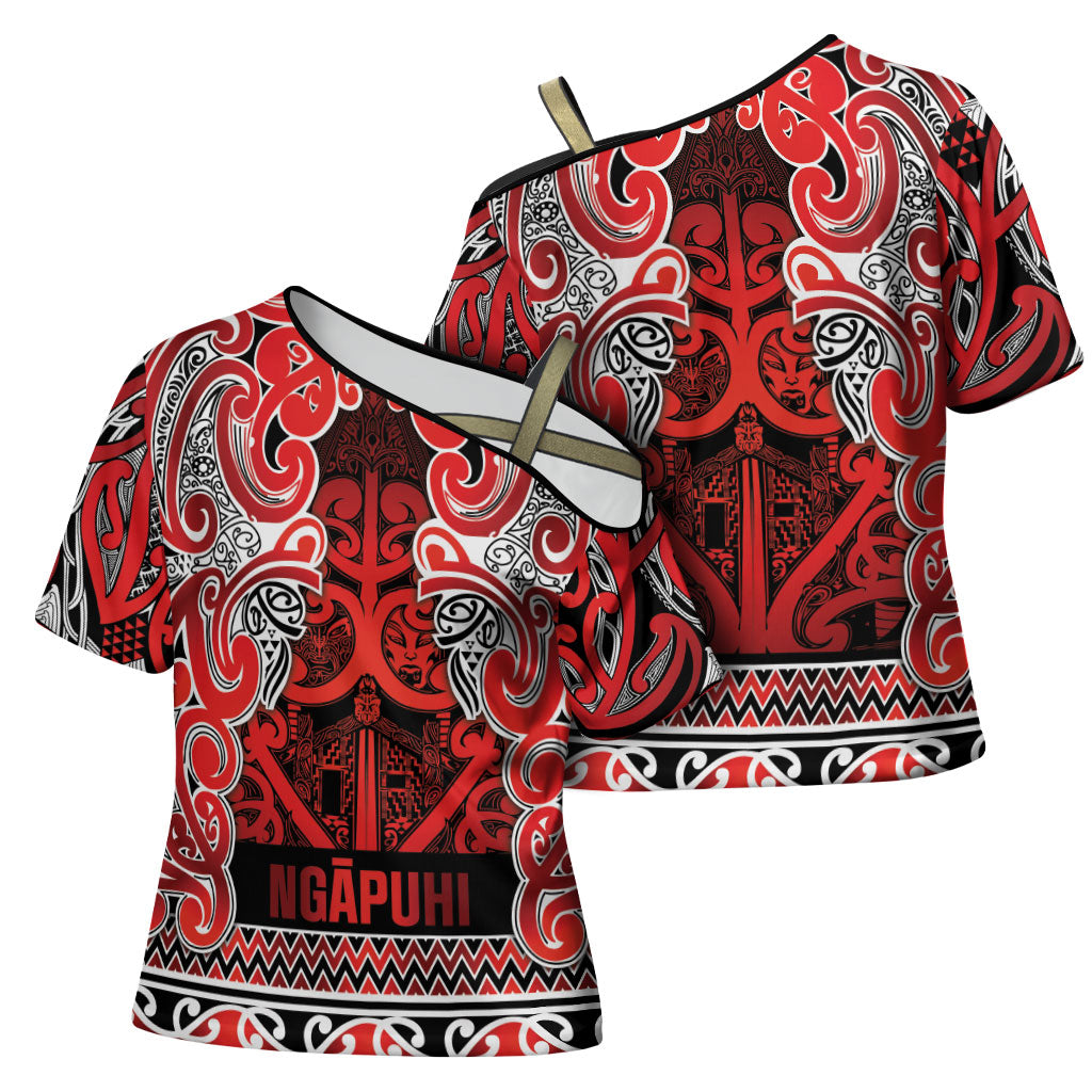 Aotearoa Iwi Ngapuhi Cross Shoulder Shirt Maori Wharenui House Tribal Pattern LT9 - Polynesian Pride