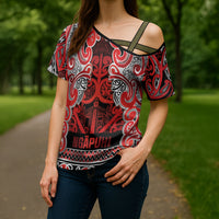 Aotearoa Iwi Ngapuhi Cross Shoulder Shirt Maori Wharenui House Tribal Pattern LT9 - Polynesian Pride