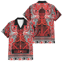 Aotearoa Iwi Ngapuhi Family Matching Mermaid Dress and Hawaiian Shirt Maori Wharenui House Tribal Pattern LT9 Dad's Shirt - Short Sleeve Red - Polynesian Pride