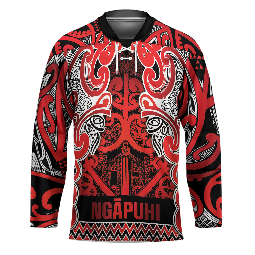 Aotearoa Iwi Ngapuhi Hockey Jersey Maori Wharenui House Tribal Pattern LT9 Unisex Red - Polynesian Pride