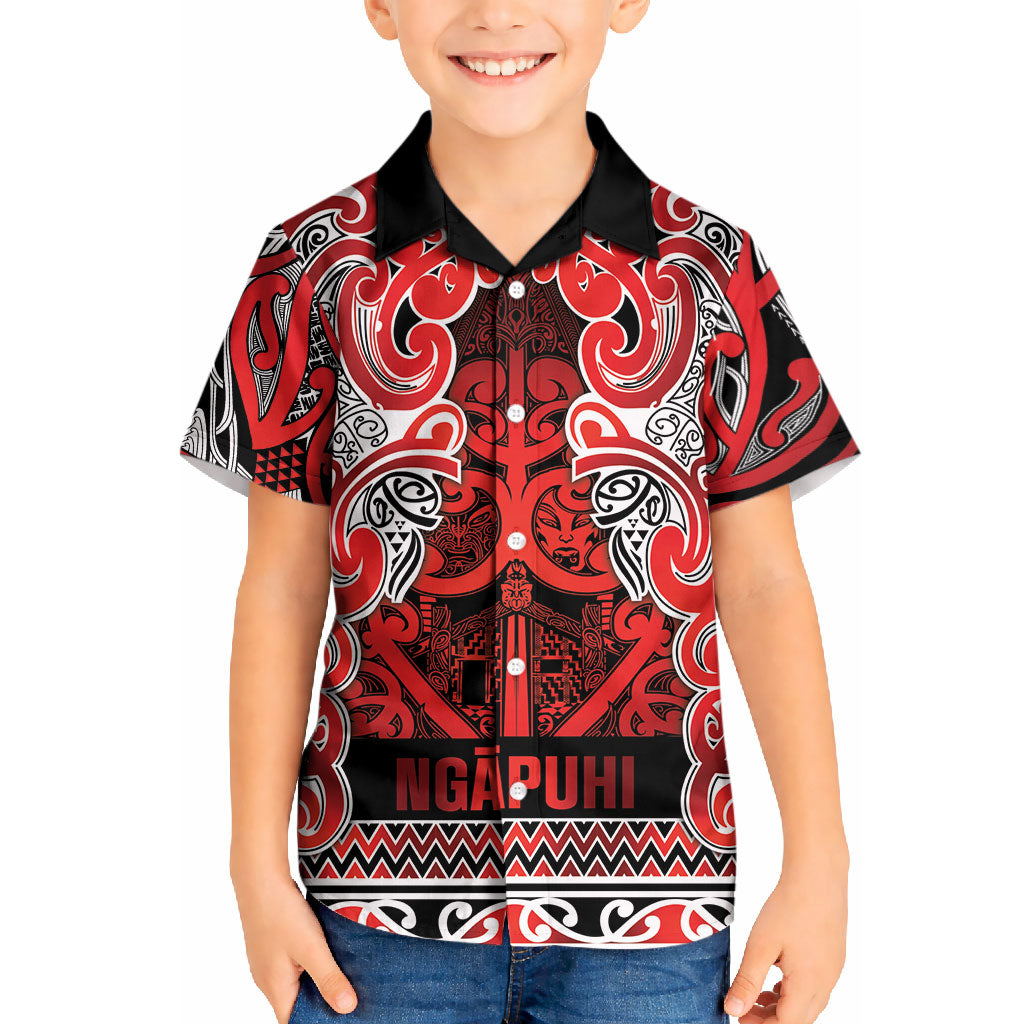 Aotearoa Iwi Ngapuhi Kid Hawaiian Shirt Maori Wharenui House Tribal Pattern LT9 Kid Red - Polynesian Pride