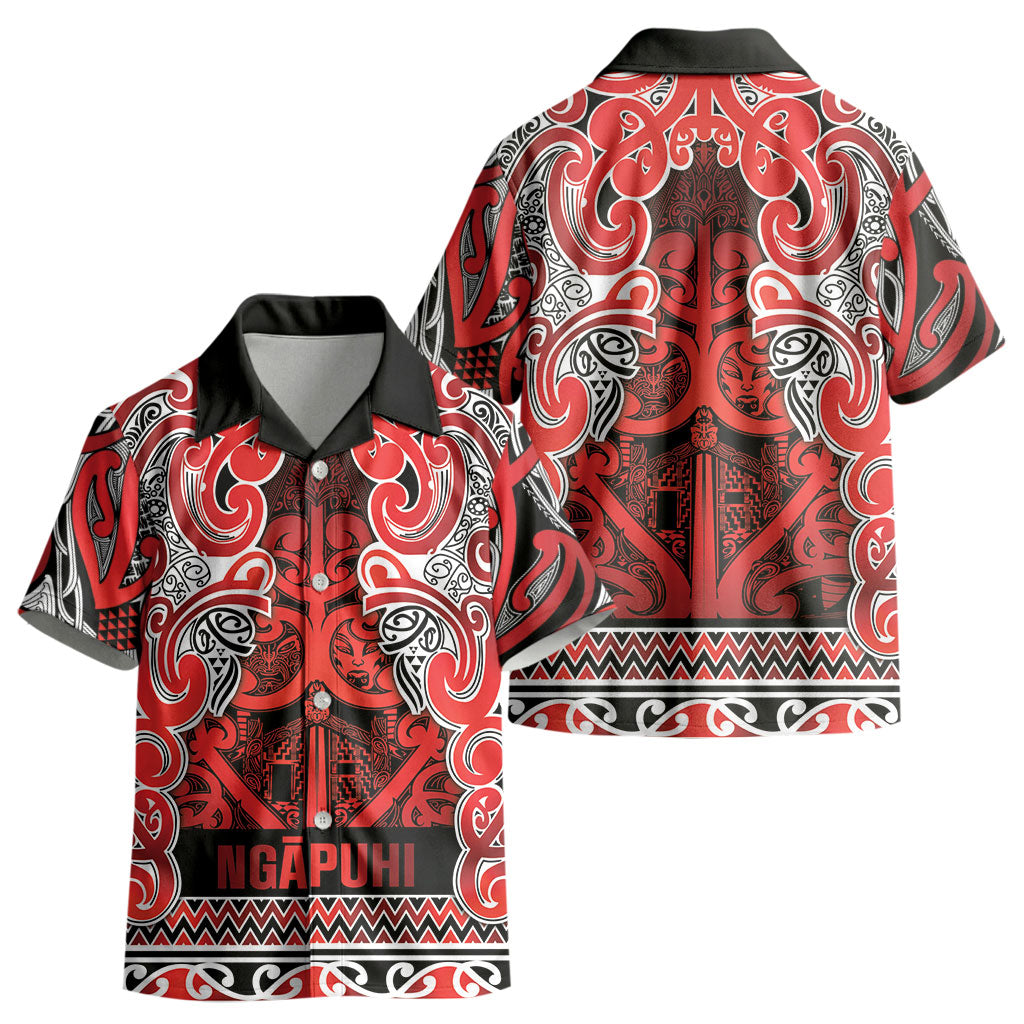Aotearoa Iwi Ngapuhi Kid Hawaiian Shirt Maori Wharenui House Tribal Pattern LT9 - Polynesian Pride