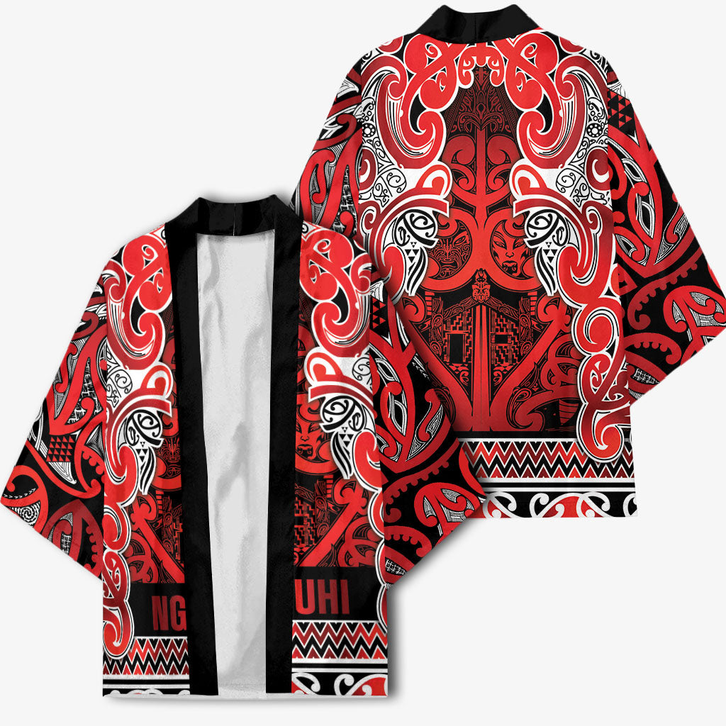 Aotearoa Iwi Ngapuhi Kimono Maori Wharenui House Tribal Pattern LT9 - Polynesian Pride