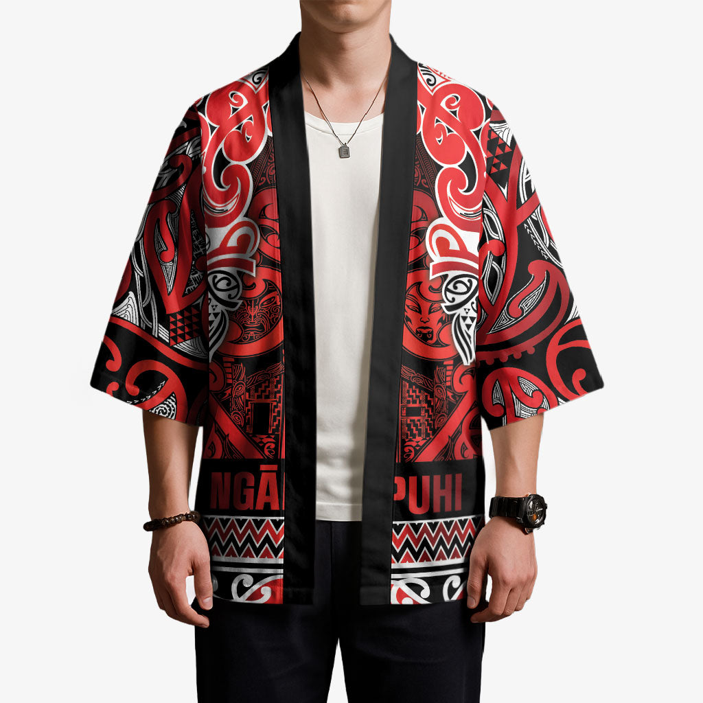 Aotearoa Iwi Ngapuhi Kimono Maori Wharenui House Tribal Pattern LT9 - Polynesian Pride