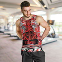 Aotearoa Iwi Ngapuhi Men Tank Top Maori Wharenui House Tribal Pattern LT9 Red - Polynesian Pride