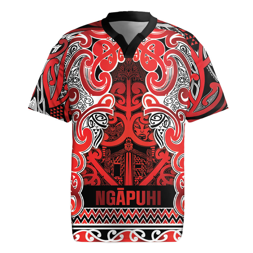 Aotearoa Iwi Ngapuhi Rugby Jersey Maori Wharenui House Tribal Pattern LT9 Red - Polynesian Pride