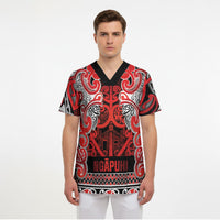 Aotearoa Iwi Ngapuhi Scrub Top Maori Wharenui House Tribal Pattern LT9 - Polynesian Pride