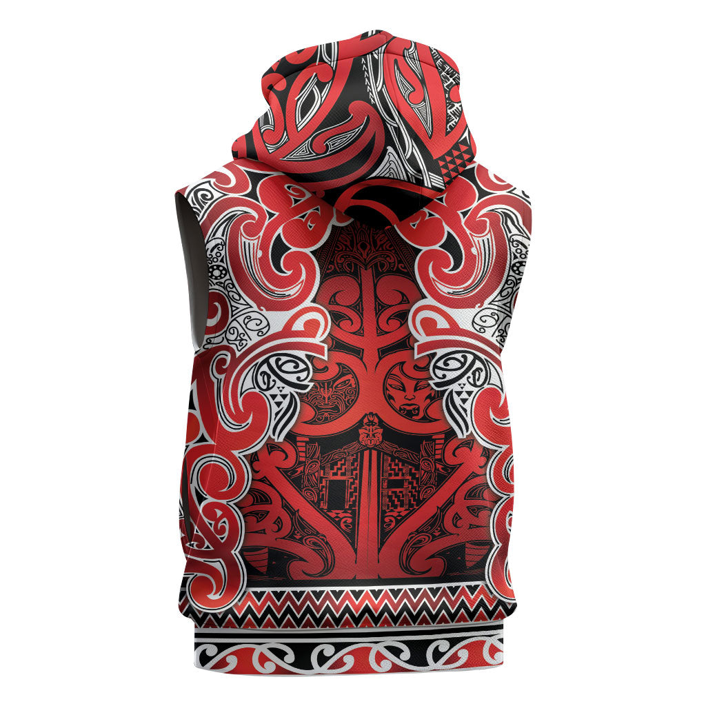 Aotearoa Iwi Ngapuhi Sleeveless Hoodie Maori Wharenui House Tribal Pattern LT9 - Polynesian Pride