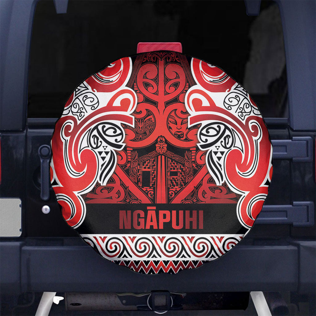 Aotearoa Iwi Ngapuhi Spare Tire Cover Maori Wharenui House Tribal Pattern LT9 No hole Red - Polynesian Pride