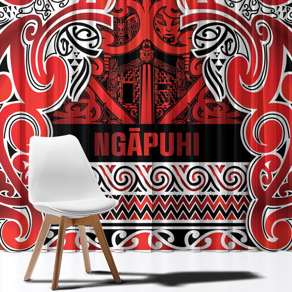 Aotearoa Iwi Ngapuhi Window Curtain Maori Wharenui House Tribal Pattern LT9 - Polynesian Pride
