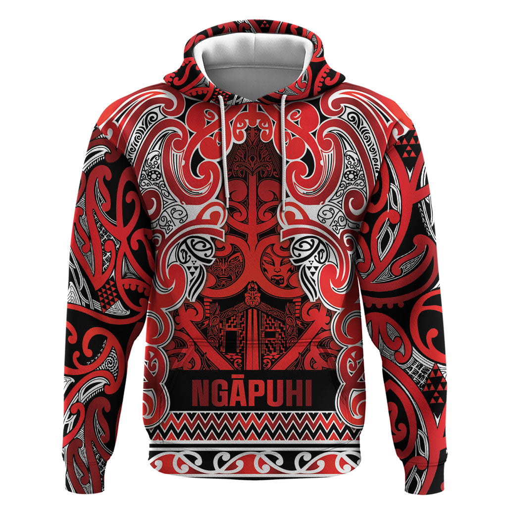 Aotearoa Iwi Ngapuhi Zip Hoodie Maori Wharenui House Tribal Pattern LT9 Pullover Hoodie Red - Polynesian Pride