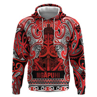 Aotearoa Iwi Ngapuhi Zip Hoodie Maori Wharenui House Tribal Pattern LT9 Pullover Hoodie Red - Polynesian Pride