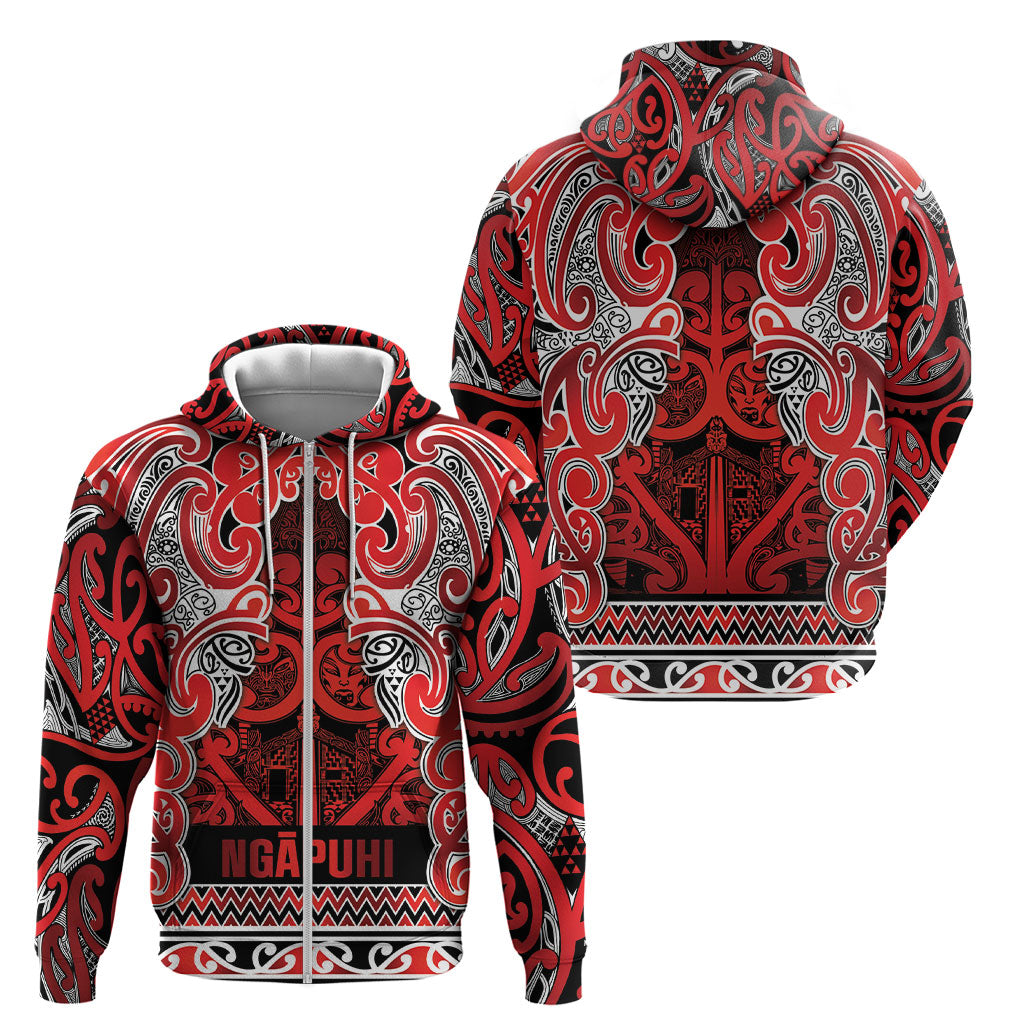 Aotearoa Iwi Ngapuhi Zip Hoodie Maori Wharenui House Tribal Pattern LT9 - Polynesian Pride