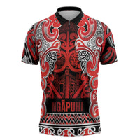 Aotearoa Iwi Ngapuhi Zipper Polo Shirt Maori Wharenui House Tribal Pattern LT9 Red - Polynesian Pride