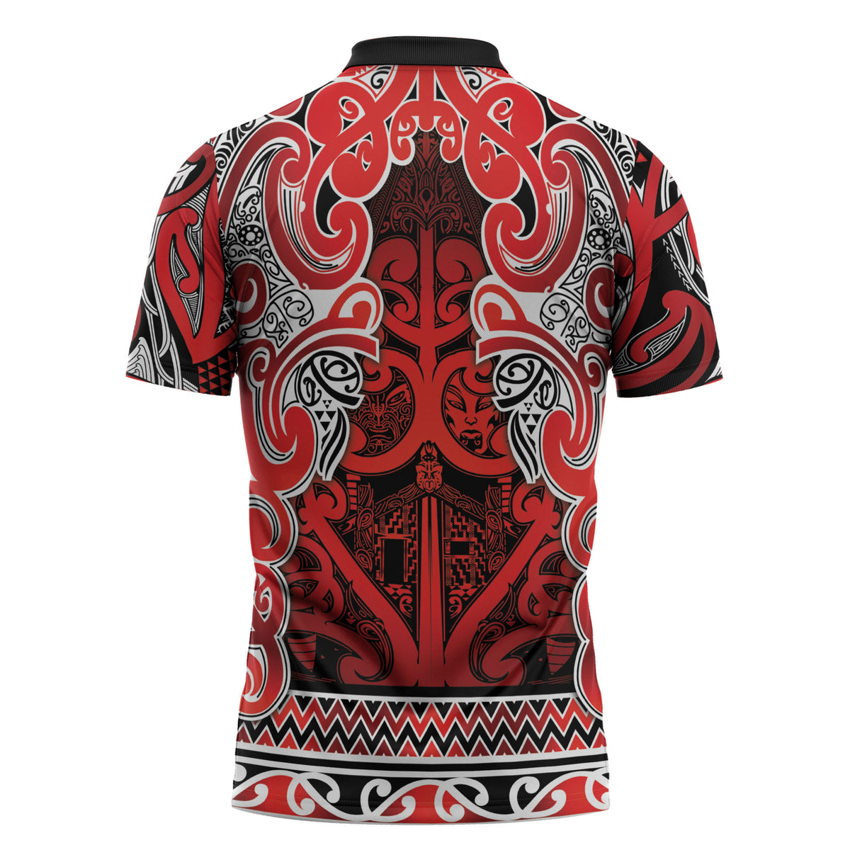 Aotearoa Iwi Ngapuhi Zipper Polo Shirt Maori Wharenui House Tribal Pattern LT9 - Polynesian Pride