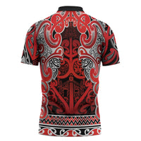 Aotearoa Iwi Ngapuhi Zipper Polo Shirt Maori Wharenui House Tribal Pattern LT9 - Polynesian Pride