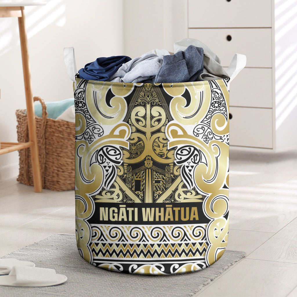 Aotearoa Iwi Ngati Whatua Laundry Basket Maori Wharenui House Tribal Pattern LT9 Gold - Polynesian Pride
