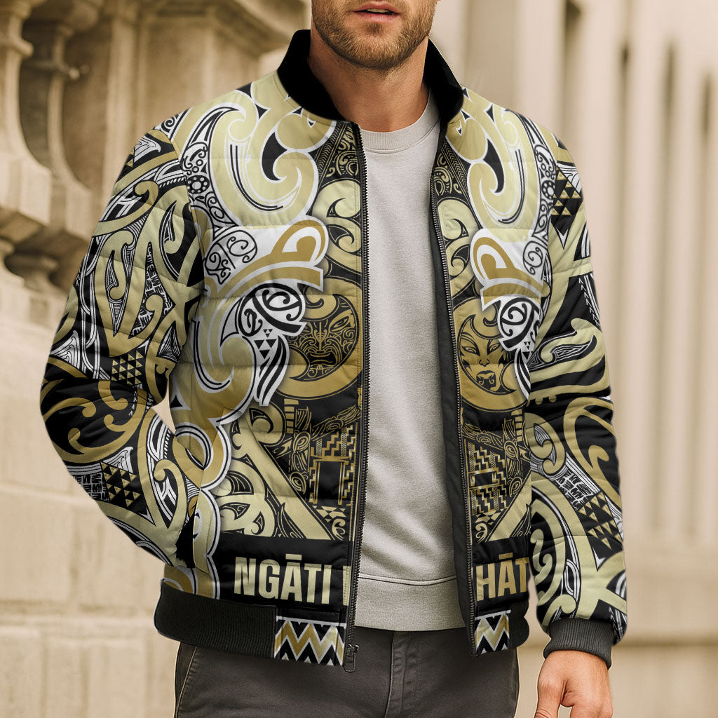 Aotearoa Iwi Ngati Whatua Bomber Puffer Jacket Maori Wharenui House Tribal Pattern LT9 - Polynesian Pride